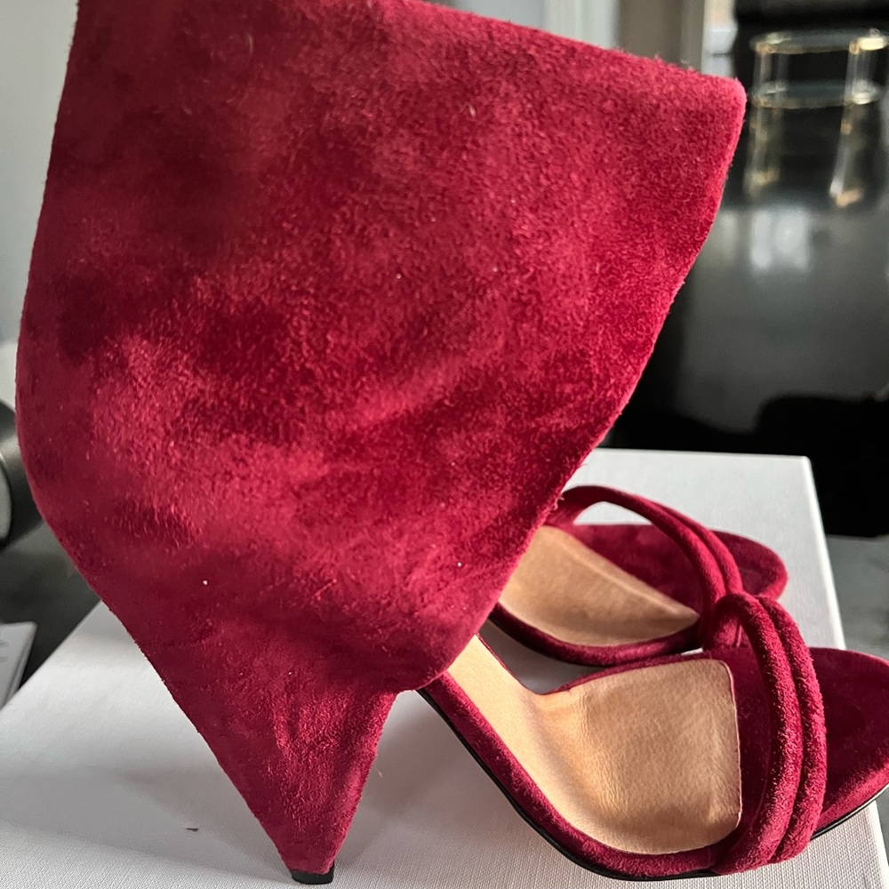 IRO size 40 burgundy color suede heels with ankle strap